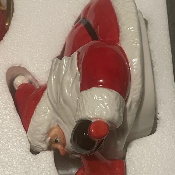 Fitz and Floyd Santa on a Motorcycle Cookie Jar limited edition rare Christmas - Picture 9 of 13